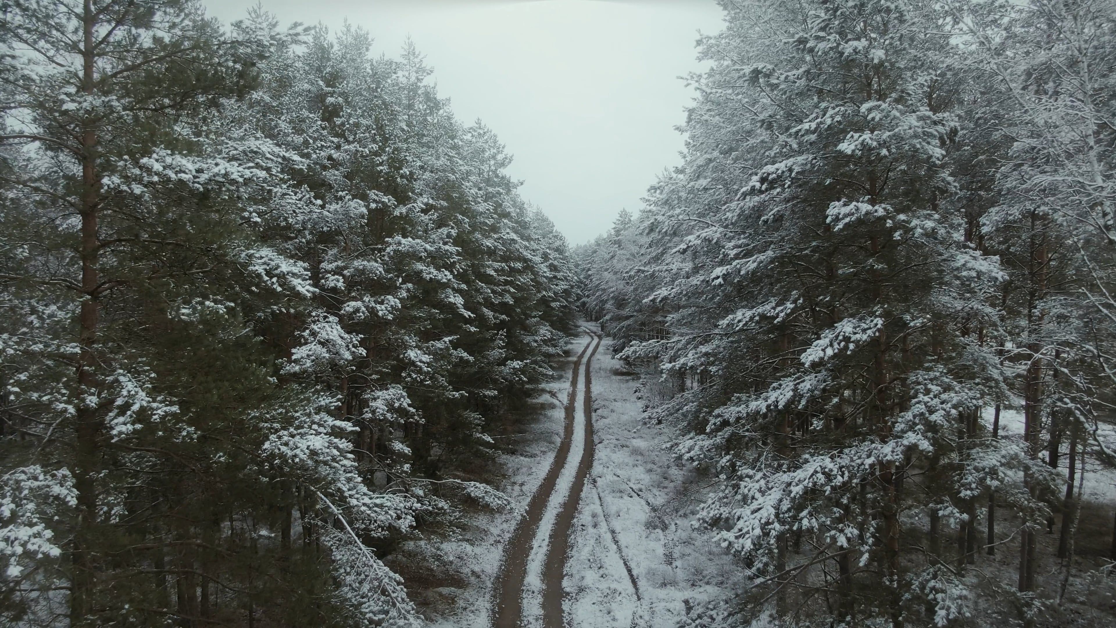 Drone Footage of a Road Filled with Snow Free Stock Video Footage ...