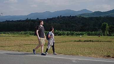people walking on side of the road