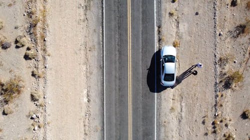 Aerial Footage of a Car on the Road