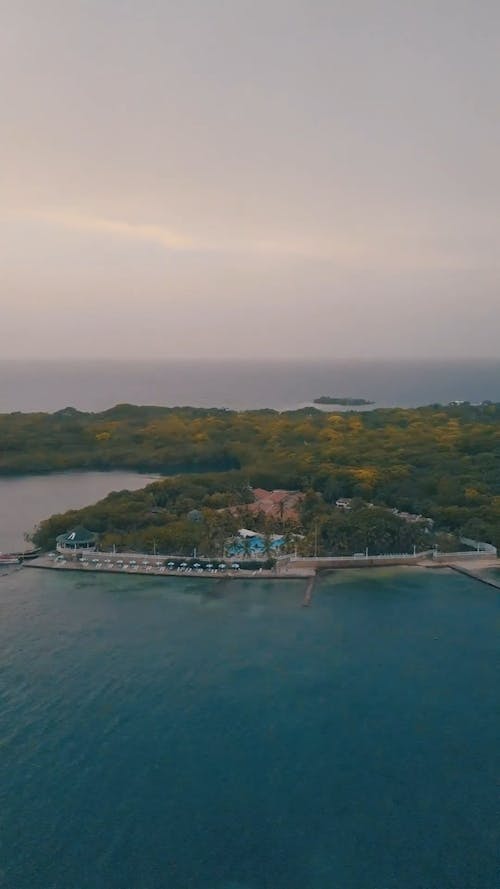 Drone Shot of Private Resort on Island