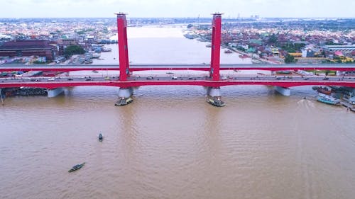 Drone Shot of the Bridge Above the River