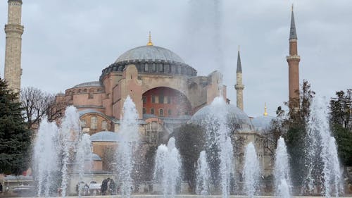 Water Fountains Outside Old Structure