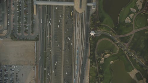 An Aerial Footage of a Highway in a City