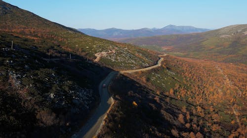 Aerial View of the Road in the Mountain Ranges 