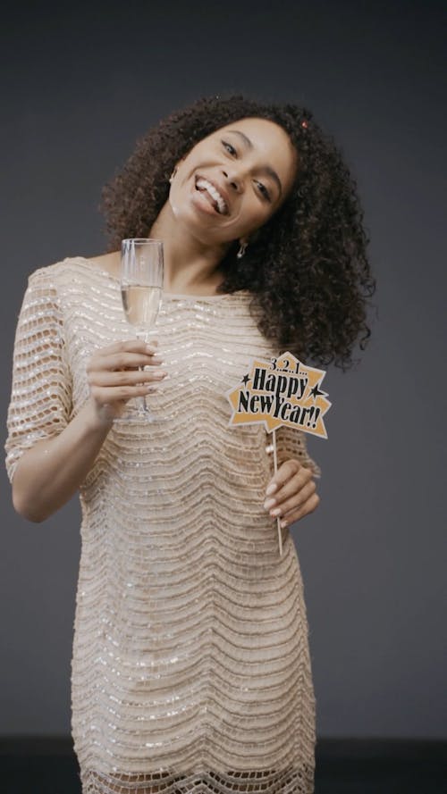 Beautiful Woman Posing for the Camera in a New Year's Party