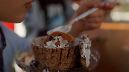 Close Up Shot of a Kid Eating Ice Cream