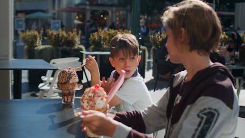 Children Having Ice Cream Outdoors