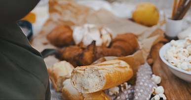 picnic food on blanket close up
