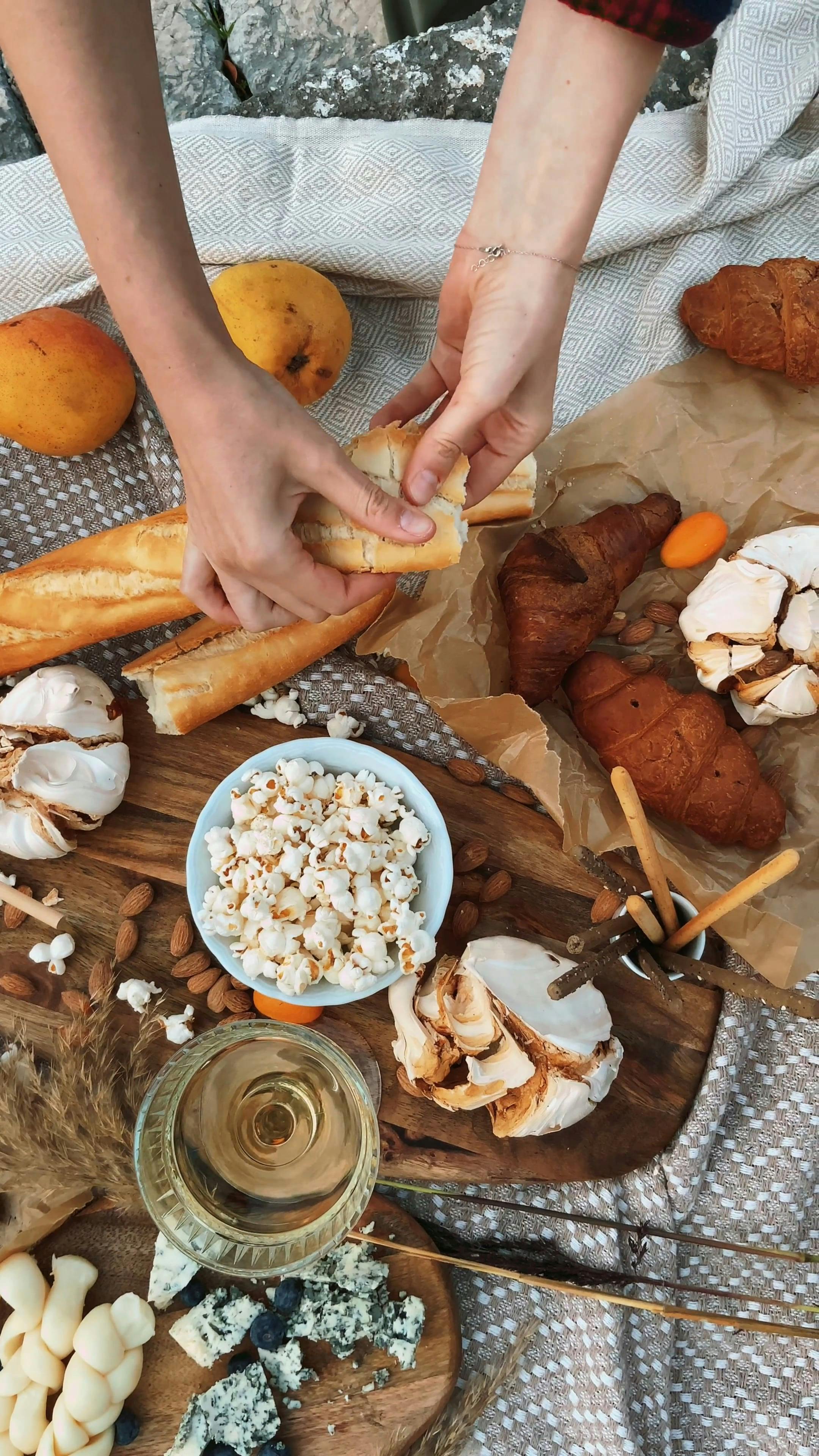 A Person Tearing a Bread · Free Stock Video