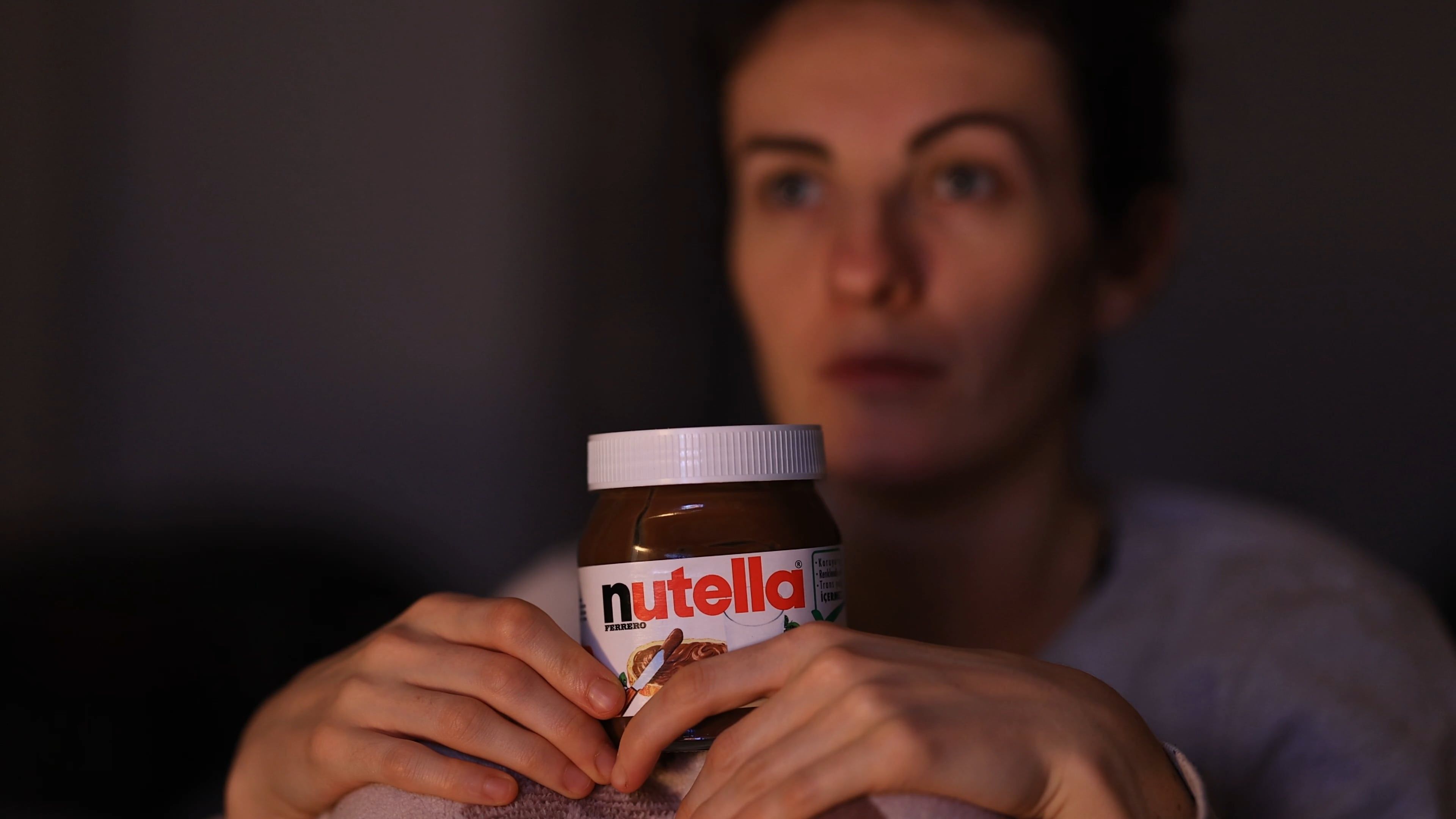 Woman Opening and Smelling Nutella Free Stock Video Footage, Royalty