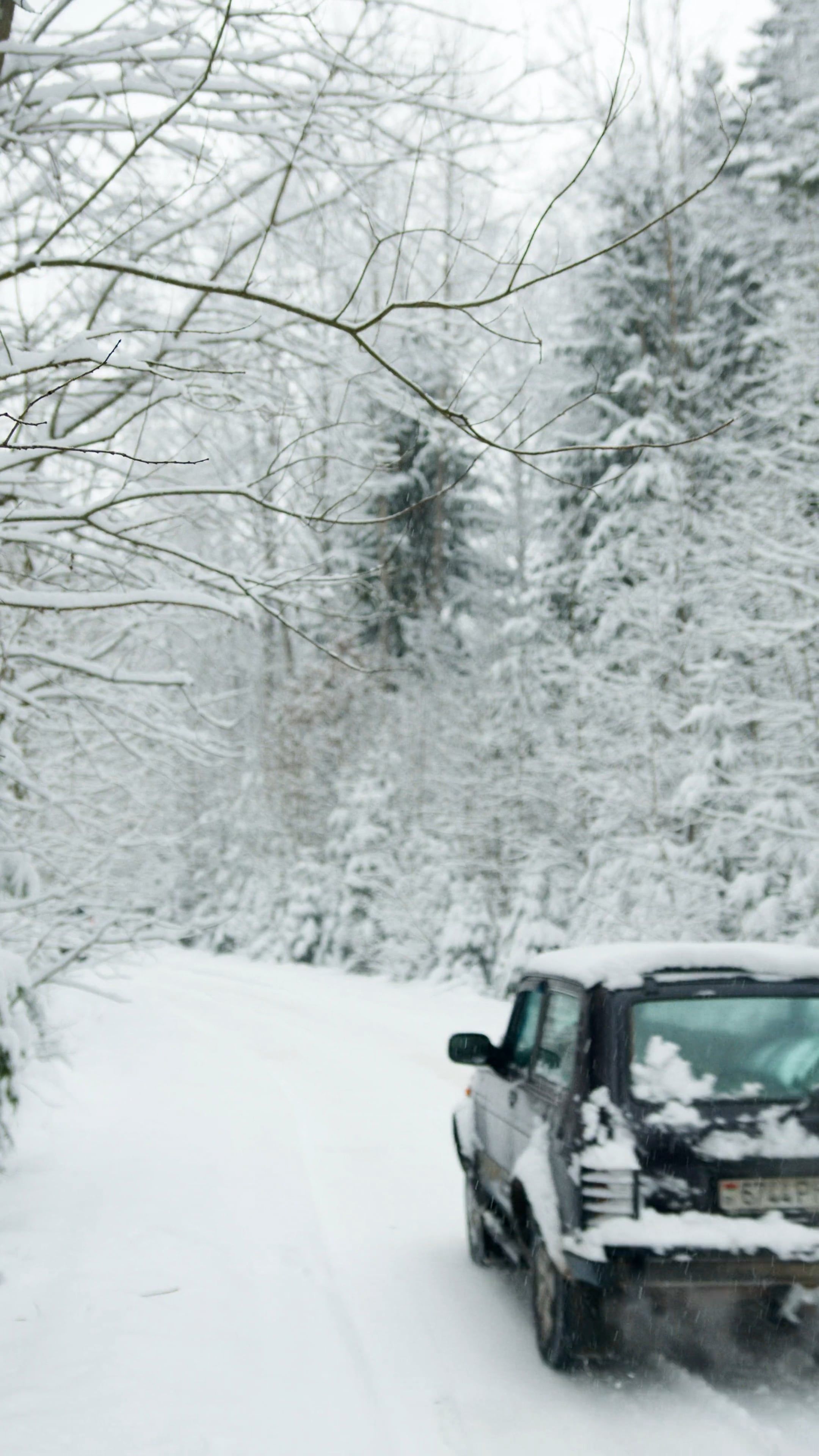 Vehicle at a Snow Covered Road · Free Stock Video
