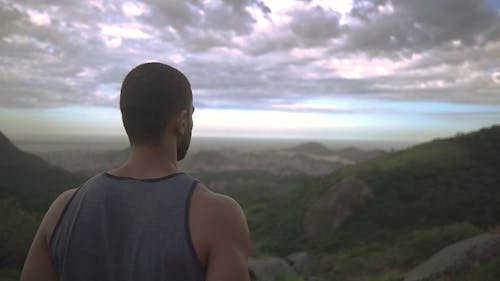 Man Looking Mountains