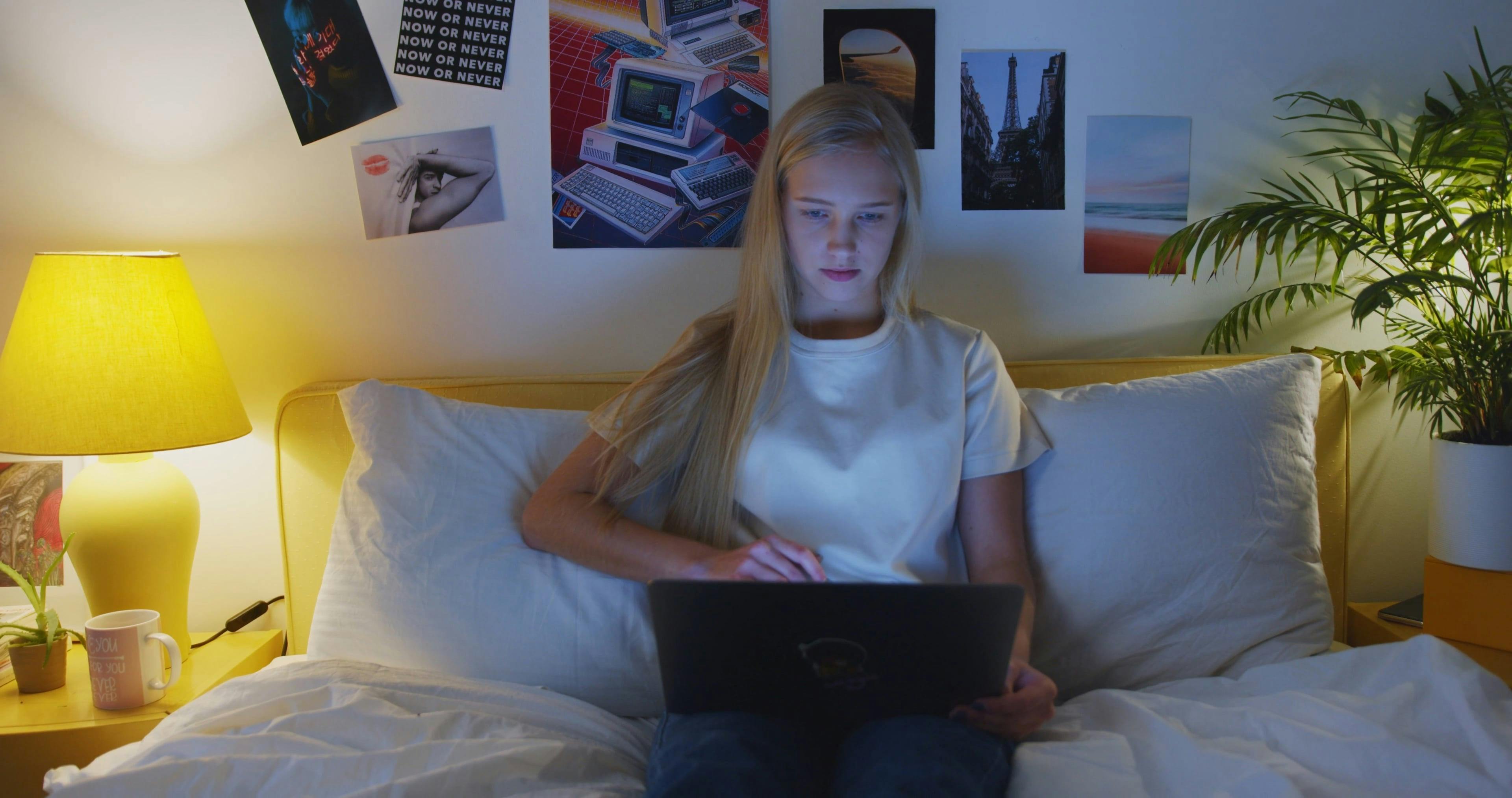 Teenage Girl Watching Videos in Laptop · Free Stock Video