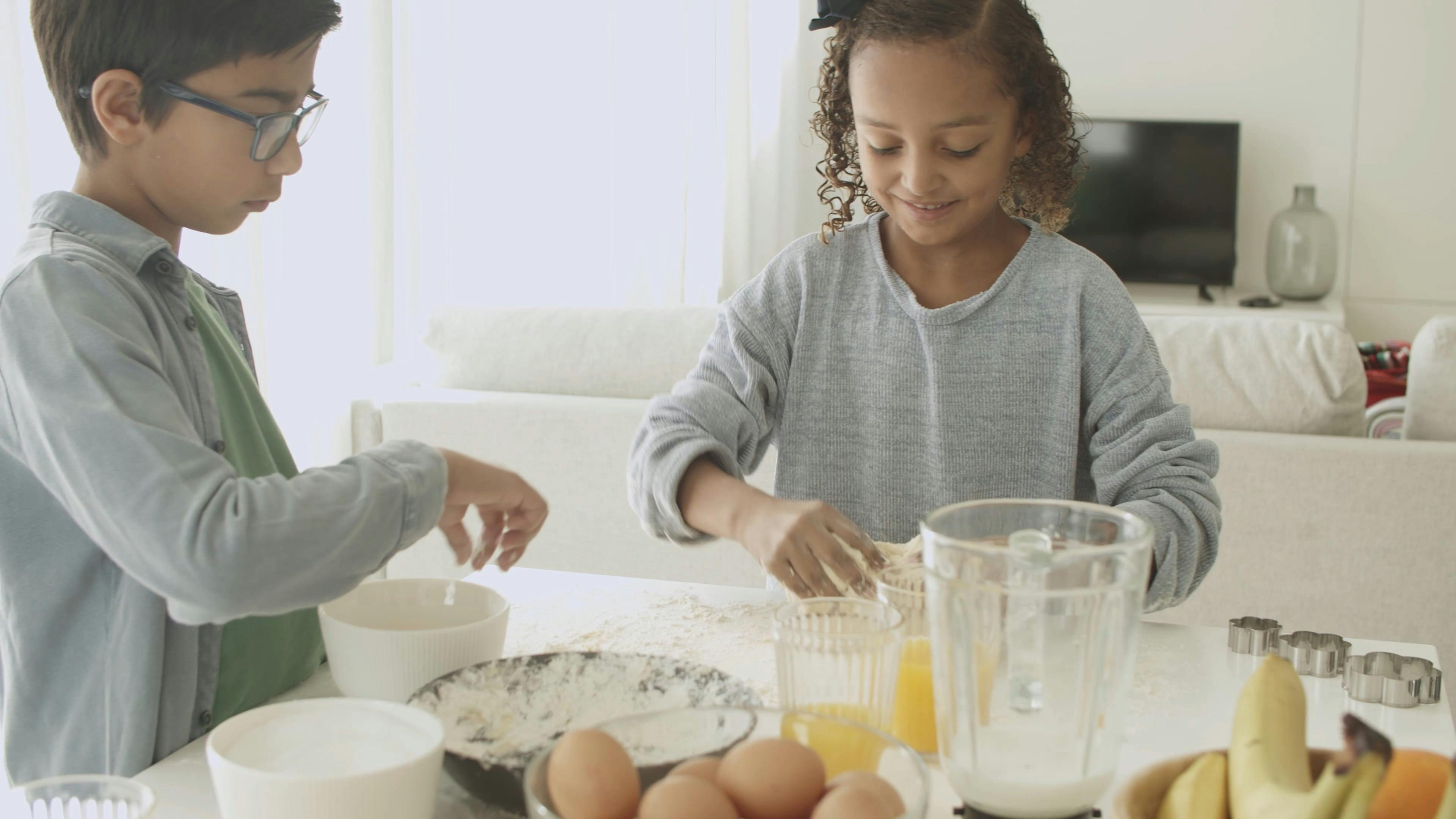 Kids Kneading Dough · Free Stock Video