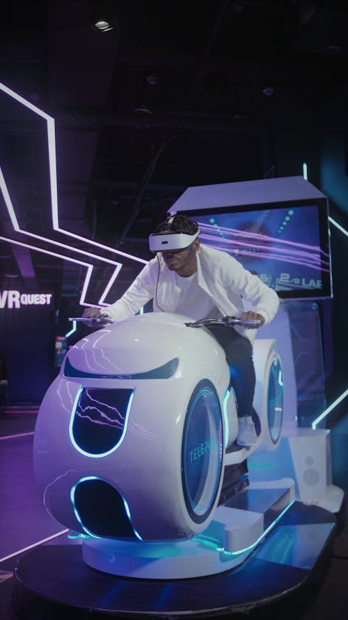 Man Playing VR Arcade Game