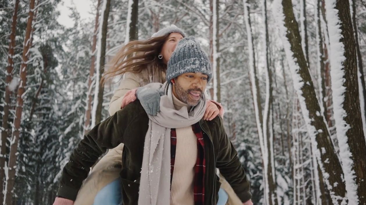 A man and woman are hugging in the snow Free Stock Video Footage ...