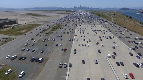 Numerous Cars Parked on the Road