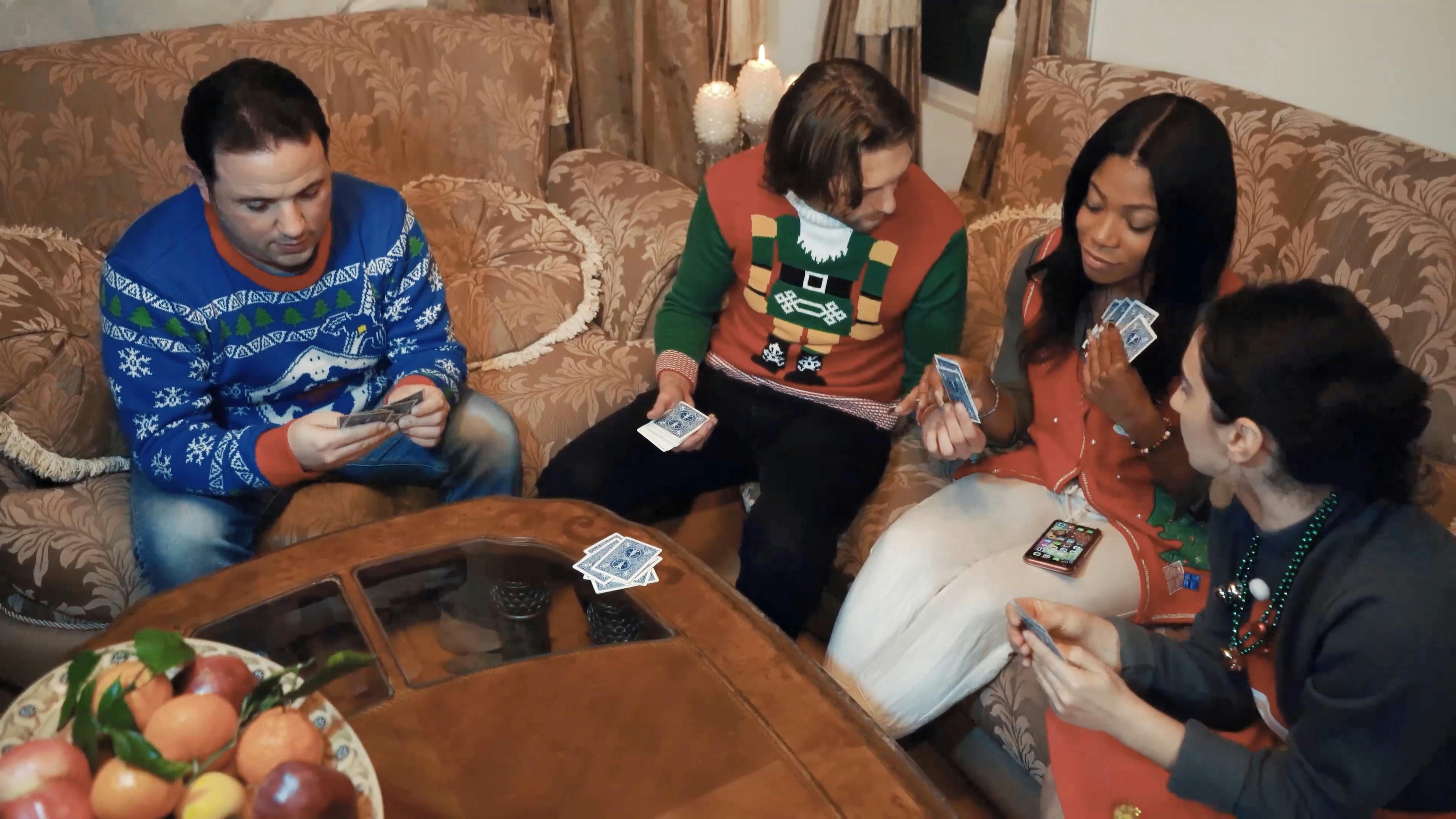 People Playing Card Game in the Living Room Free Stock Video Footage