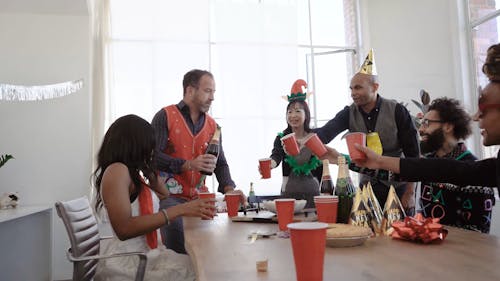 Worksite Parties Co-Workers in an Office Party · Free Stock Video