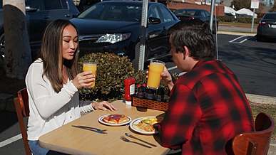 couple drinking juice