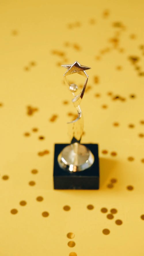 Confetti Falling on a Trophy