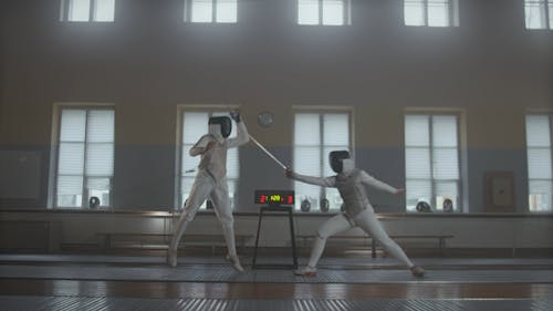 Opponents in a Fencing Battle