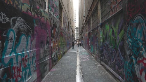 People Walking Down the Alley 