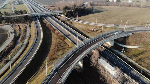 A Drone Shot of a Busy Highway