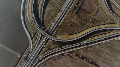 A Birds Eye View of an Highway Interchange