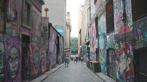 Hosier Lane with Graffiti Arts at Melbourne Australia