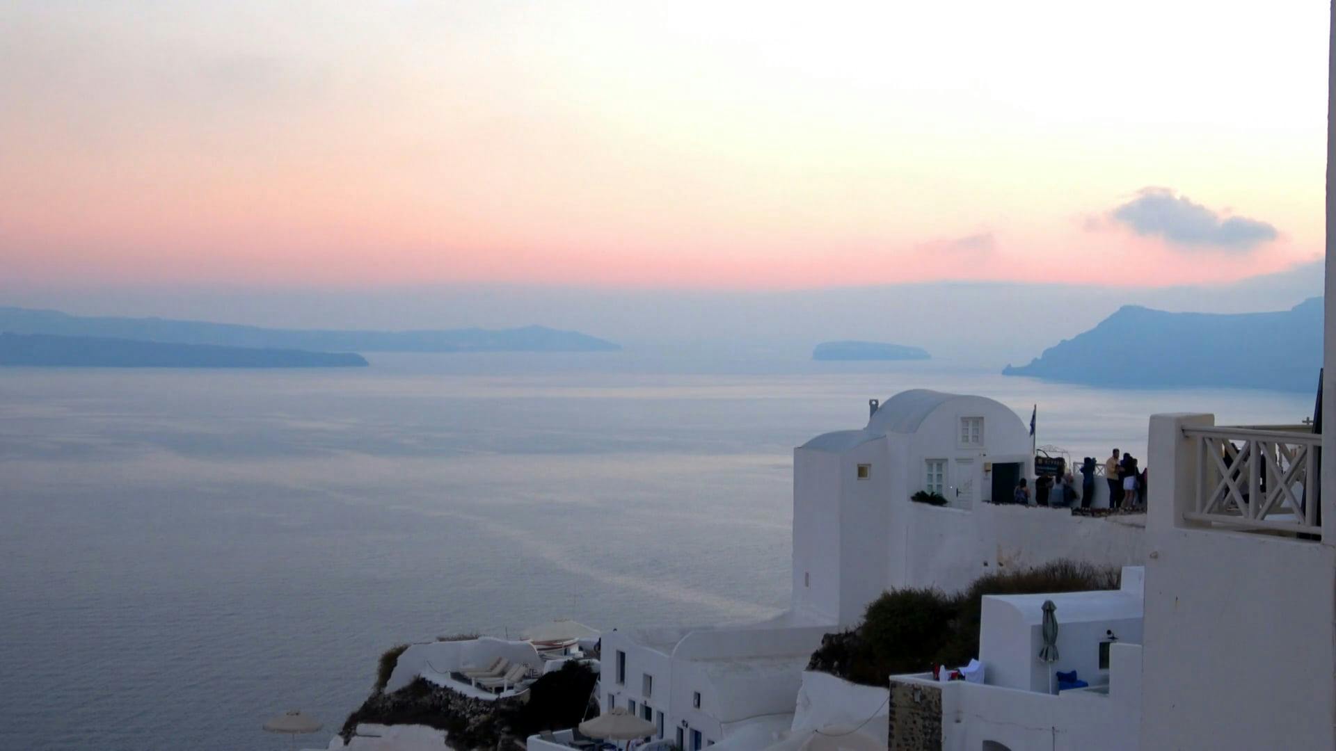 People Enjoying the Sunset View at Santorini · Free Stock Video