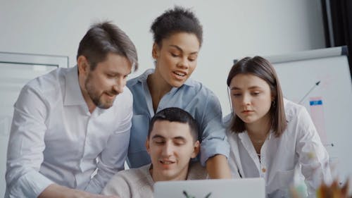 Coworkers Talking at an Office