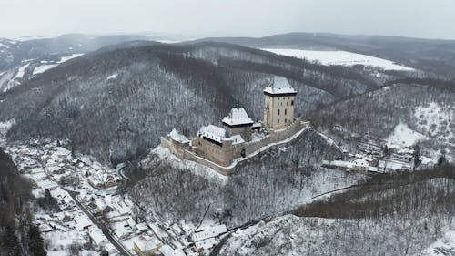 Aerial Footage Of Karlstejn In Czech Republic
