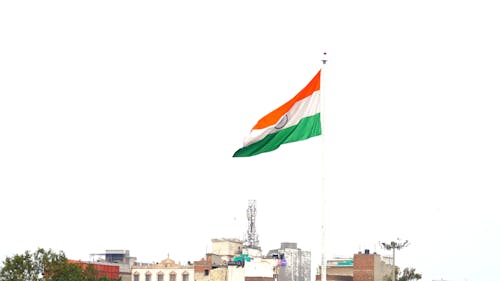 Indian Flag Waving in the Wind