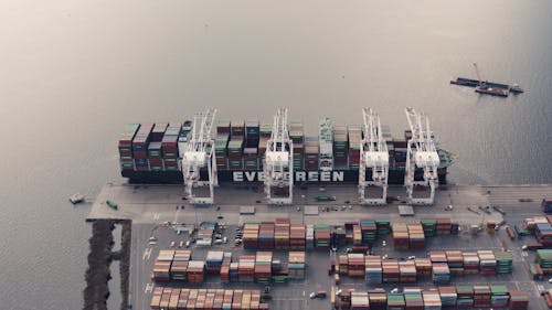 A Drone Footage of Cargo Ship in a Port