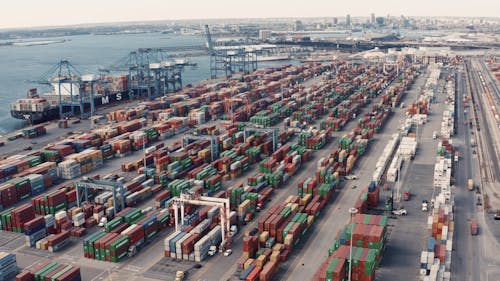 Drone Footage of Containers in a Dock