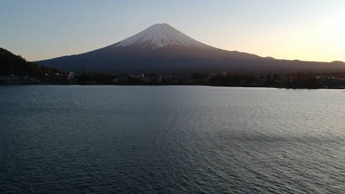 A Footage of Mount Fuji by a Lake