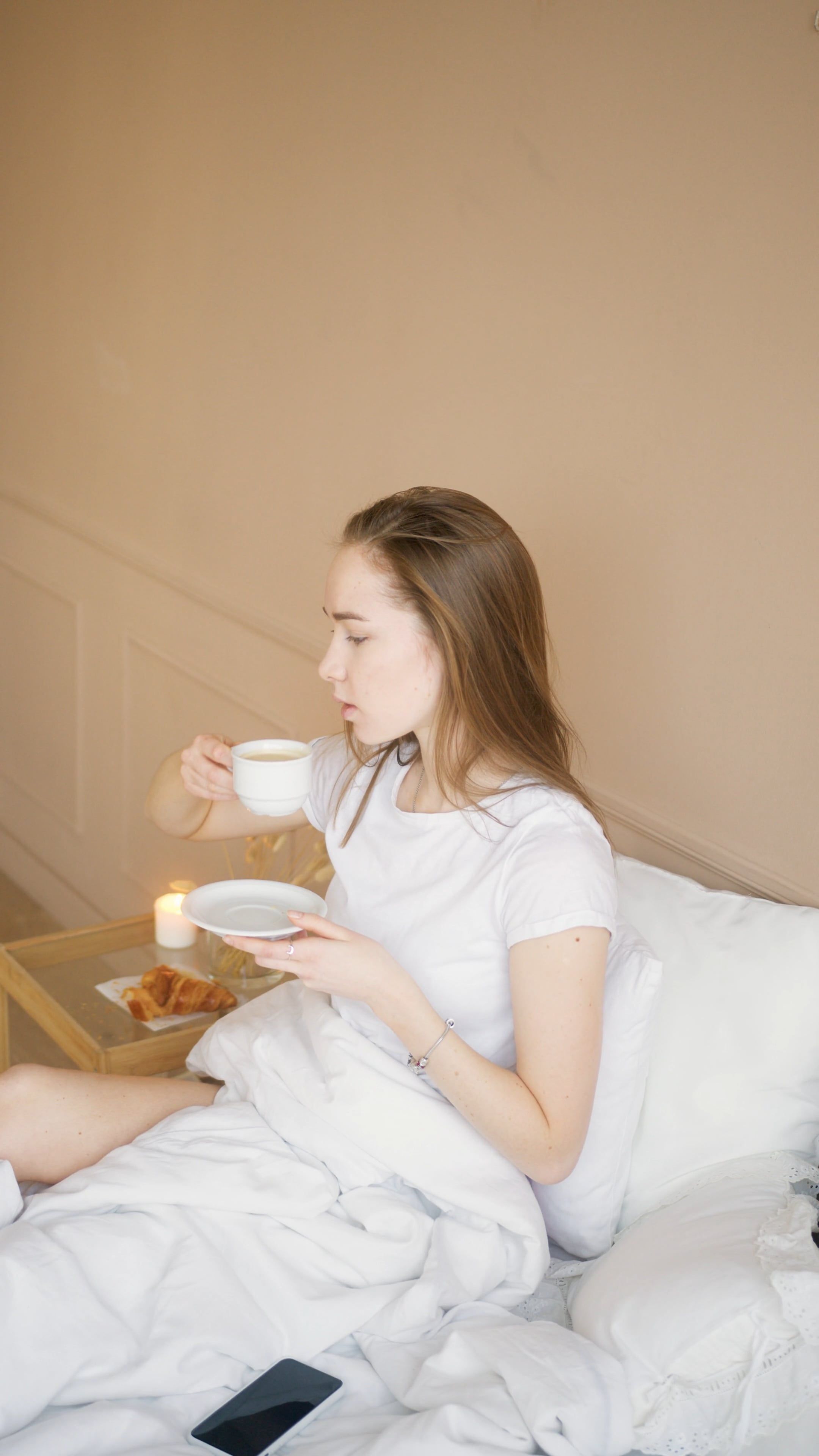 Girl Taking a Tea in Bed Free Stock Video Footage, Royalty-Free 4K & HD ...
