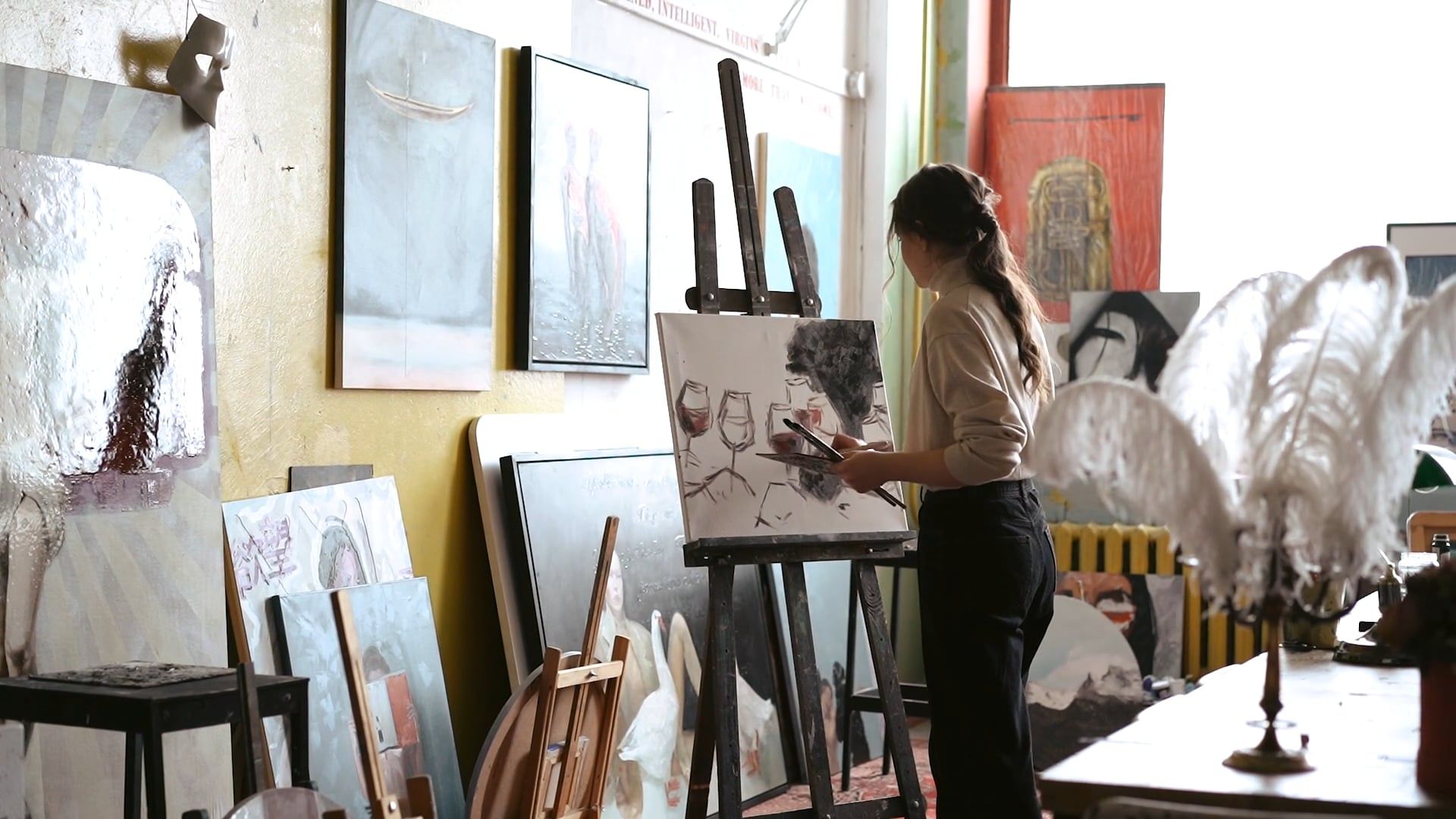 Woman Finishing Artwork · Free Stock Video