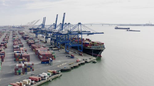 Drone Footage of Cargo Containers in a Port