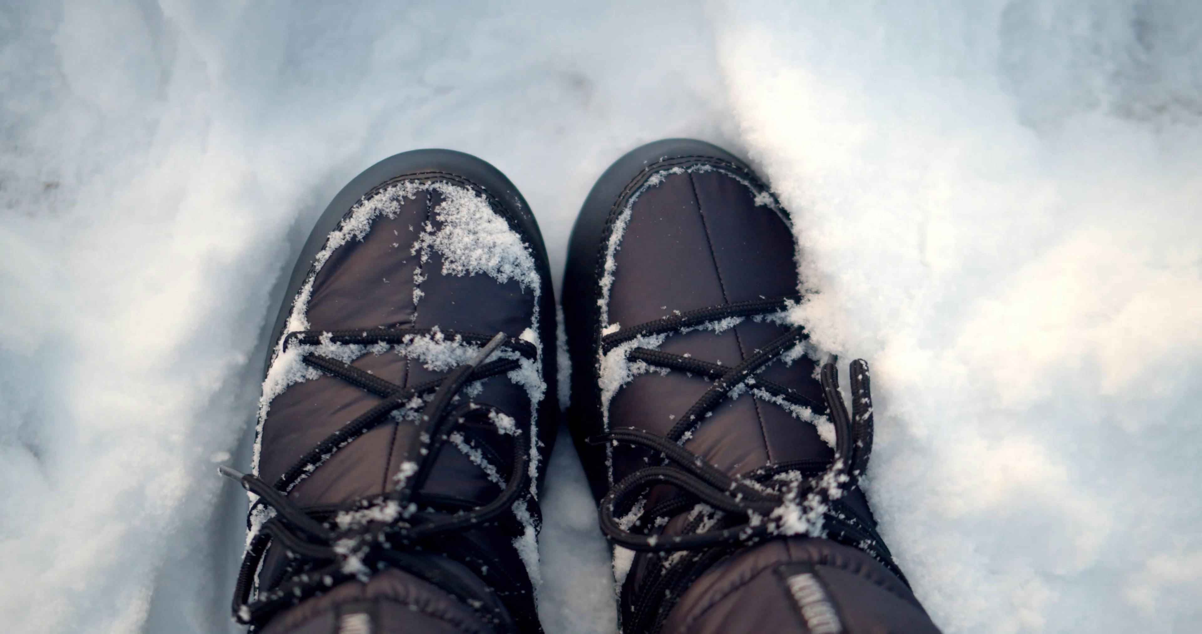 Closeup Video of a Boots in Snow · Free Stock Video