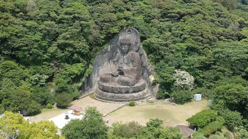 Drone Footage of a Buddha And trees