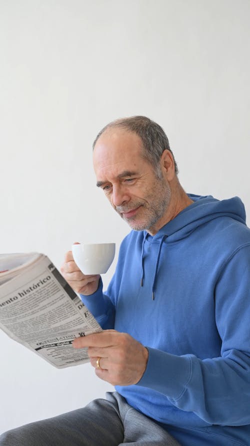 Man Wearing Blue Hoodie 