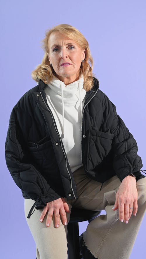 Elderly Woman Wearing Black Jacket