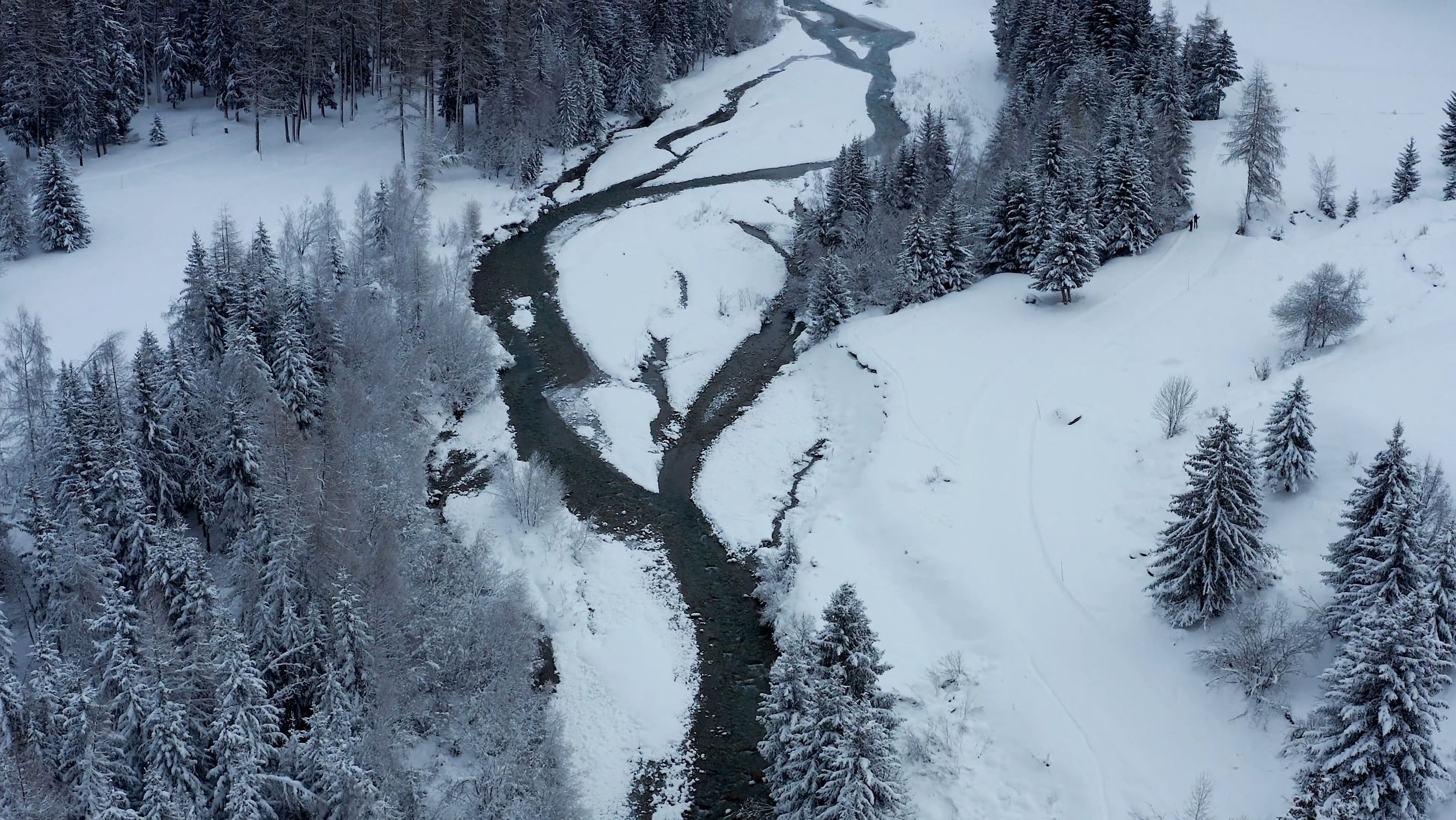 Drone Footage Of A Snow Covered Valley Free Stock Video Footage ...