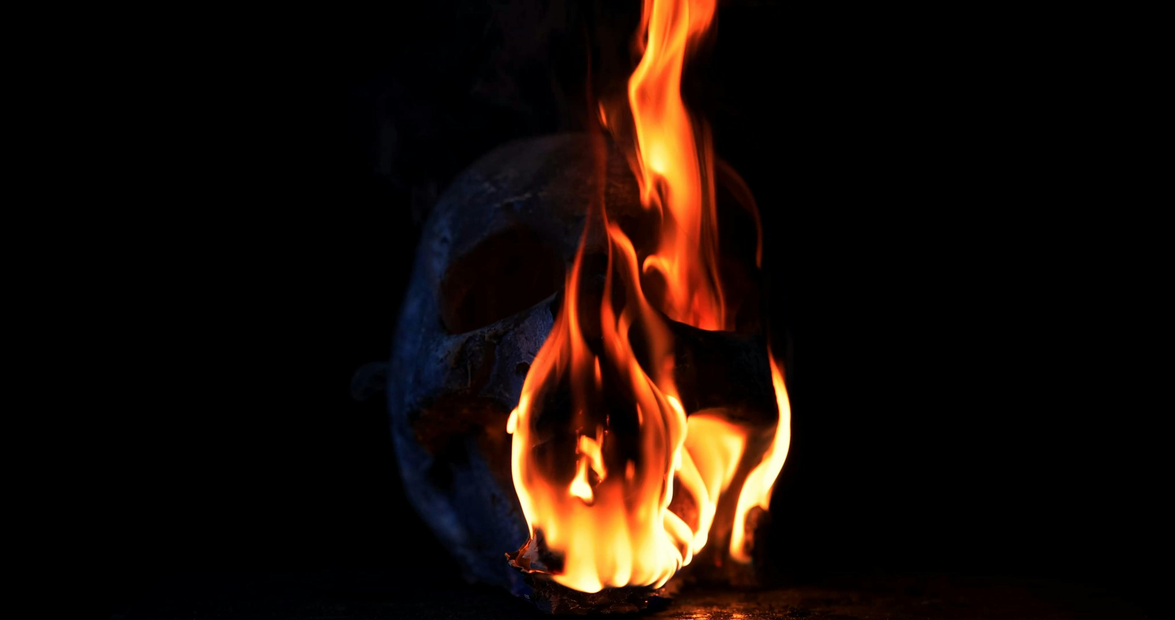 Video Of A Flaming Skull Free Stock Video Footage Royalty Free 4K HD   Background Black Blaze Bone 6637600 