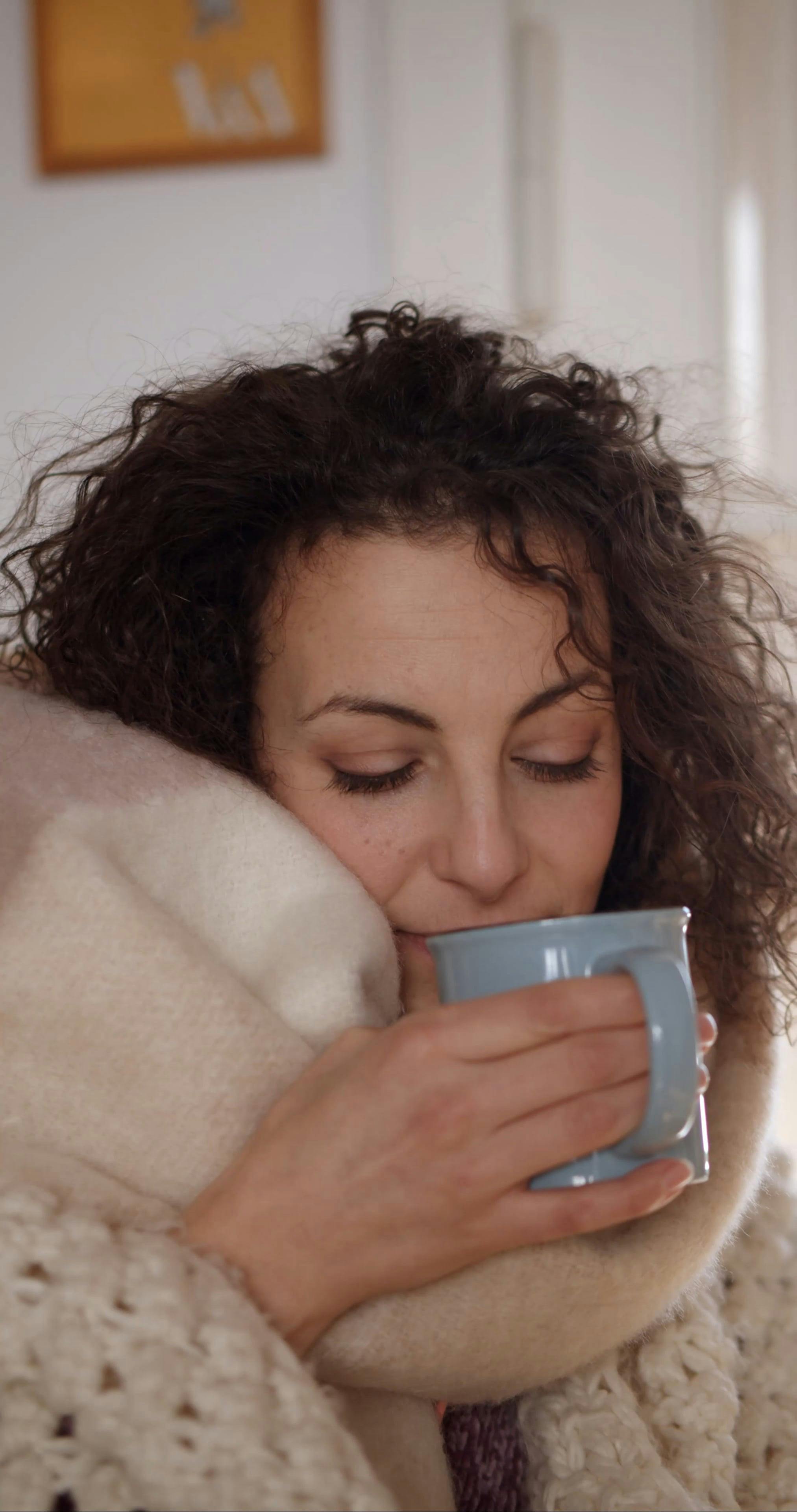 Woman Drinking Coffee at Home · Free Stock Video