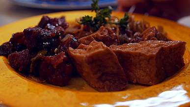 close up shot of food on the plate