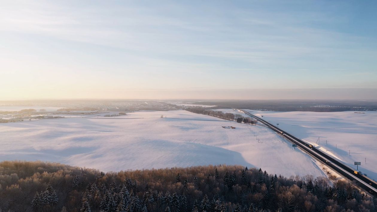A Drone Footage of Landscape Covered in Snow Free Stock Video Footage ...