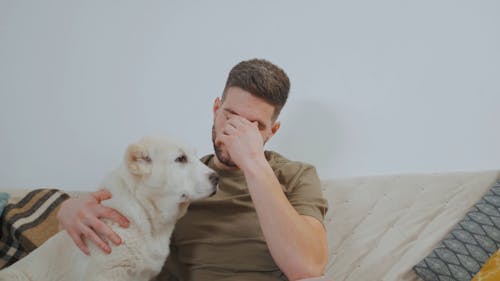 Man Hanging Out with Dog